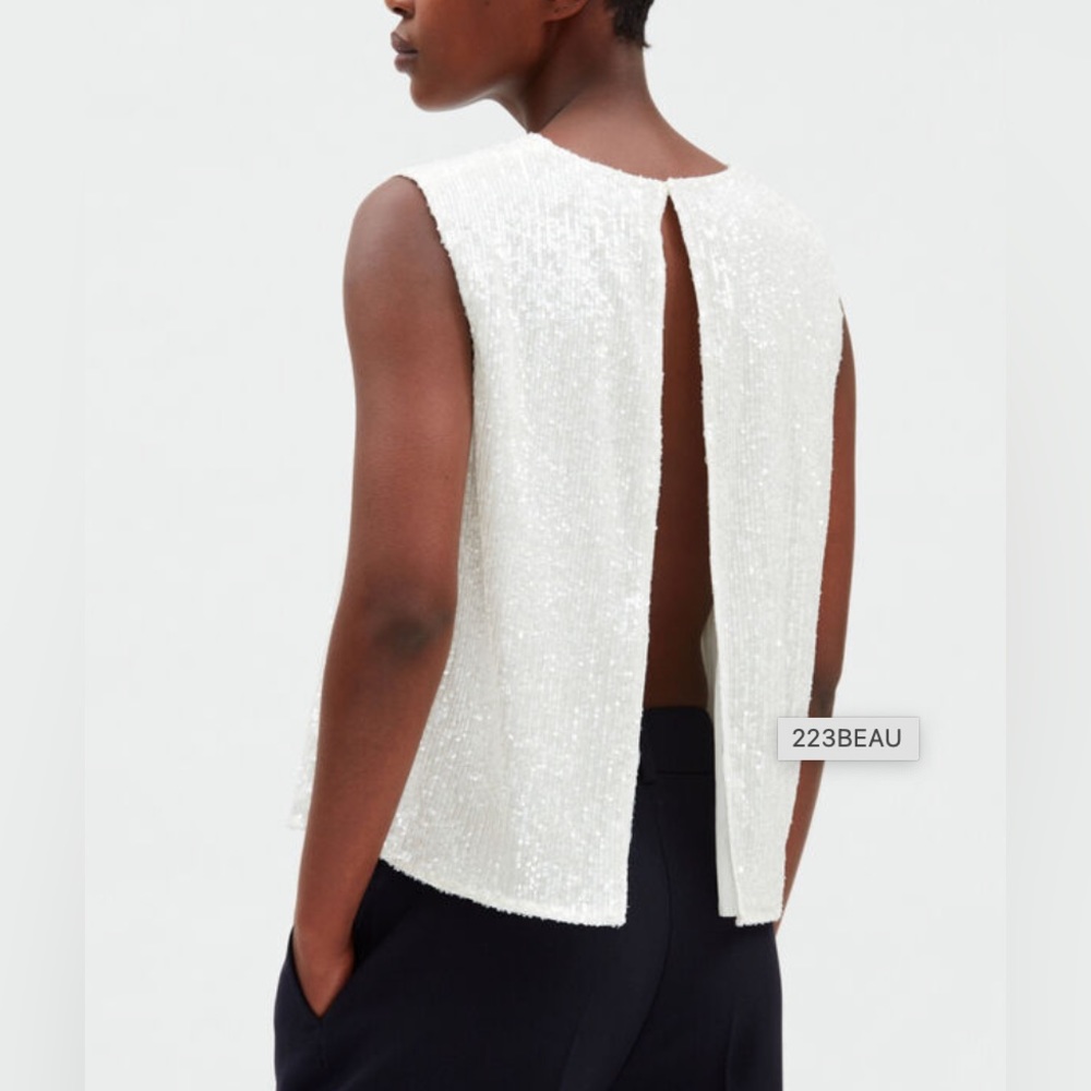 Claudie Pierlot Paris Off-White Sequenced Sleeveless Top